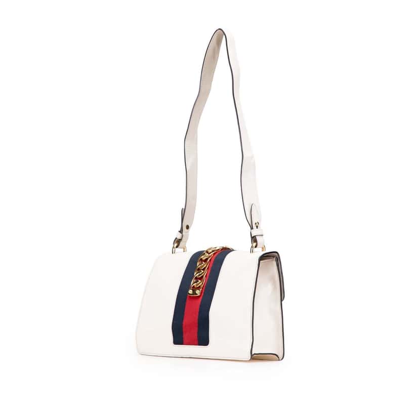 Gucci Small Leather Sylvie Satchel White Leather Good condition - Back View