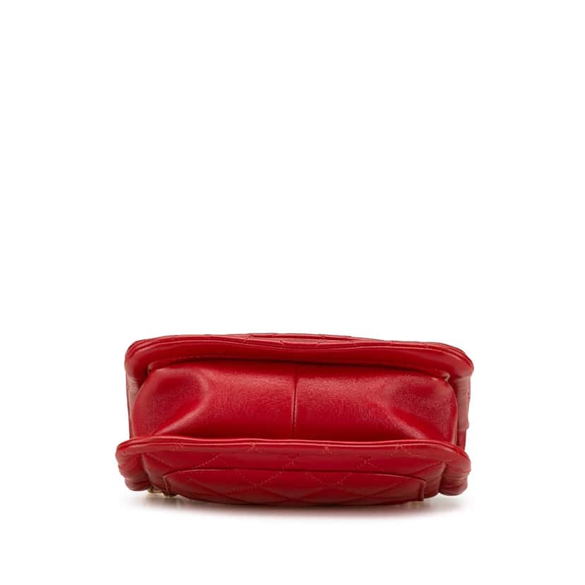 Chanel Mini Quilted Lambskin Soft Square Flap Red Leather Good condition - Inside View