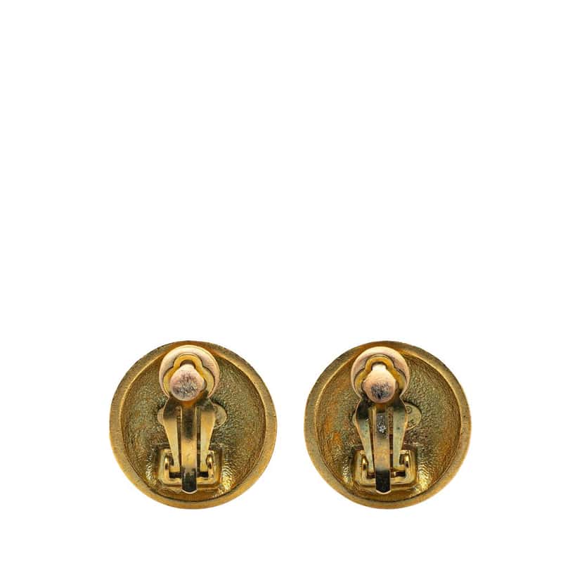 Chanel Gold Plated CC Clip On Earrings Gold Metal Good condition - Back View