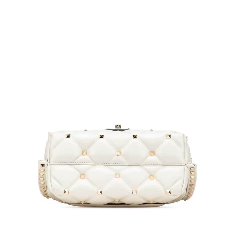 Valentino Medium Nappa Candystud Top Handle Satchel White Leather Good condition - Inside View