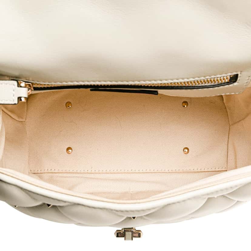 Valentino Medium Nappa Candystud Top Handle Satchel White Leather Good condition - Model View
