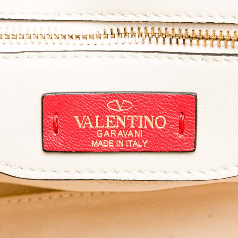 Valentino Medium Nappa Candystud Top Handle Satchel White Leather Good condition - Box View