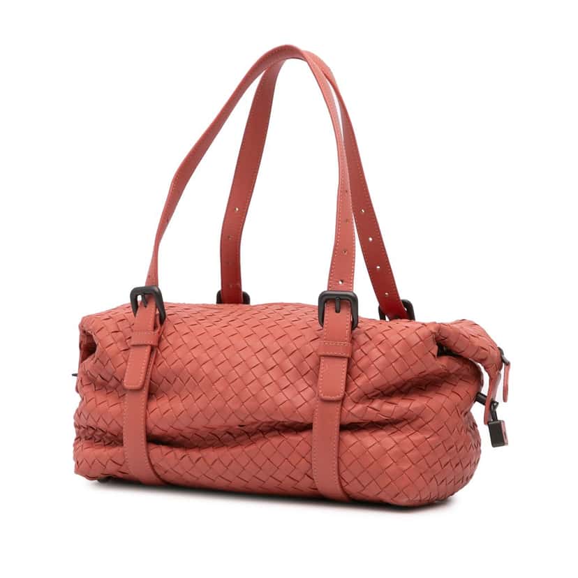 Bottega Veneta Nappa Intrecciato Montaigne Shoulder Bag Red Leather Good condition - Back View