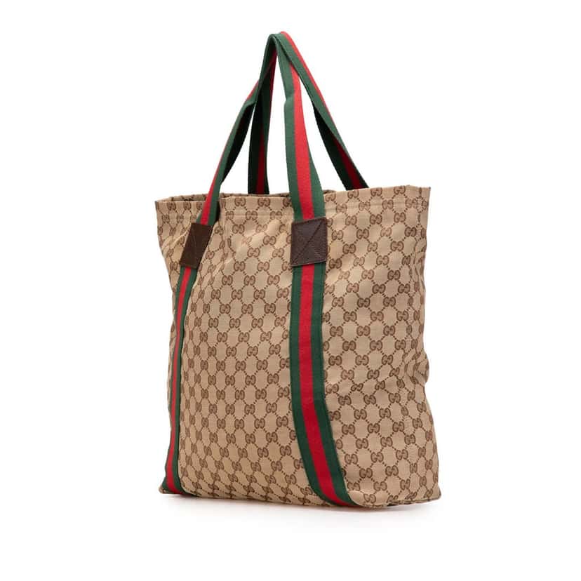 Gucci GG Canvas Web Tote Brown Canvas Good condition - Back View