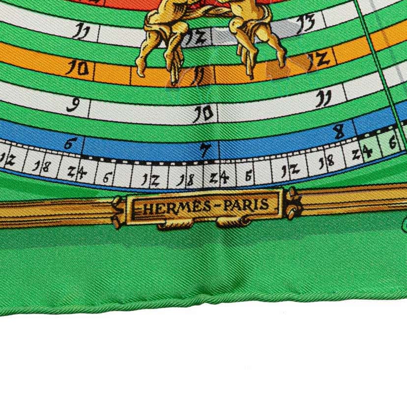 Hermès Astrologie Dies et Hore Silk Scarf Green Silk Good condition - Model View