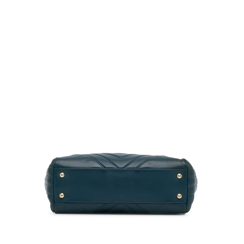 Chanel CC Chevron Calfskin Statement Shopping Tote Blue Leather Fair condition - Model View