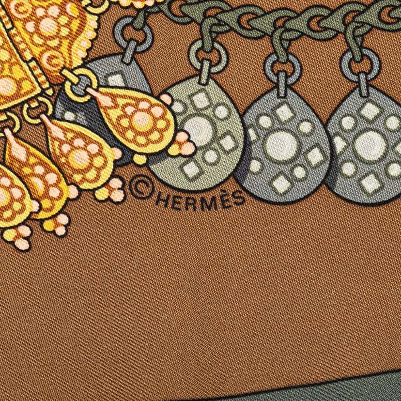 Hermès Kosmima Silk Scarf Brown Silk Good condition - Inside View