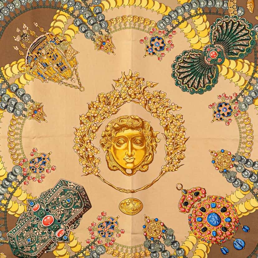 Hermès Kosmima Silk Scarf Brown Silk Good condition - Box View