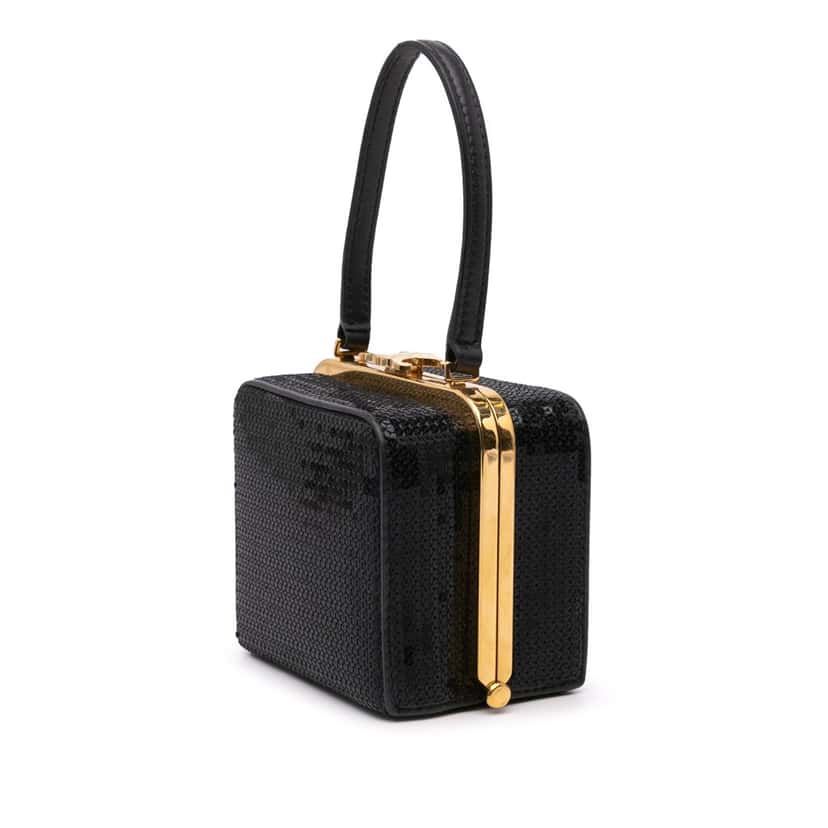 Celine Leather Sequin Triomphe Minaudiere Black Good condition - Back View