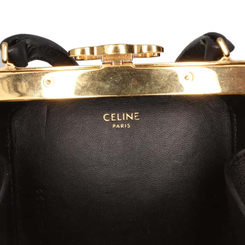 Celine Leather Sequin Triomphe Minaudiere Black Good condition - Box View