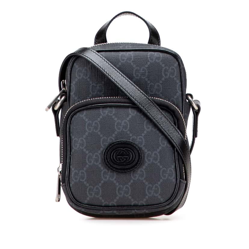 Gucci Mini GG Supreme Interlocking G Satchel Grey Canvas Good condition - Front View