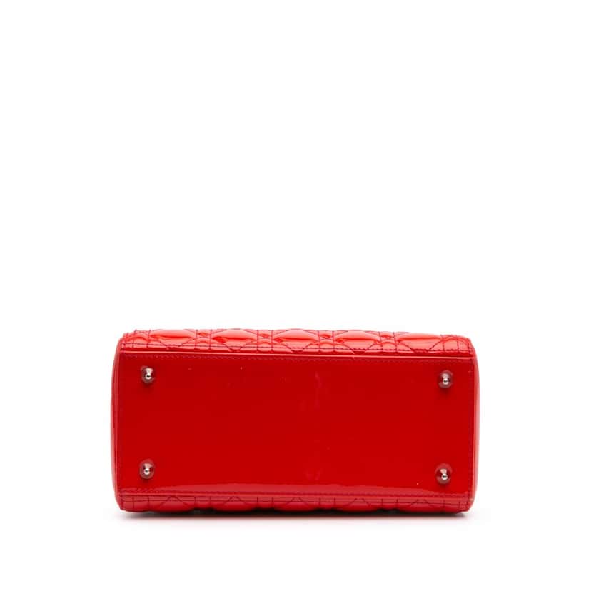 Dior Medium Patent Cannage Lady Dior Red Leather Good condition - Inside View
