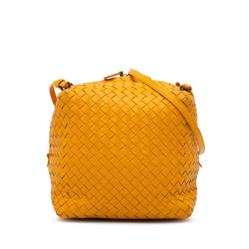 Bottega Veneta Nappa Intrecciato Cube Crossbody Yellow Leather Good condition - Front View