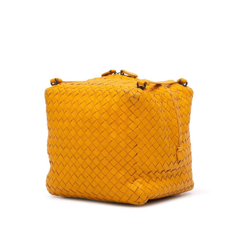 Bottega Veneta Nappa Intrecciato Cube Crossbody Yellow Leather Good condition - Back View