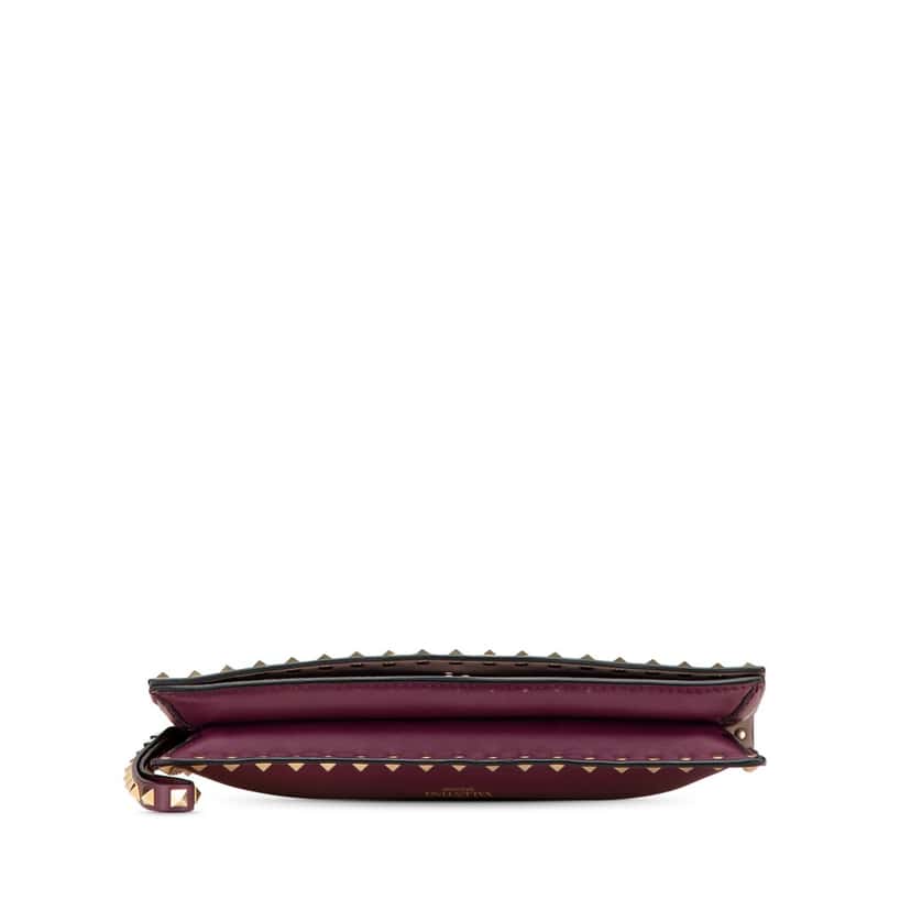 Valentino Nappa Rockstud Wristlet Clutch Purple Leather Good condition - Inside View