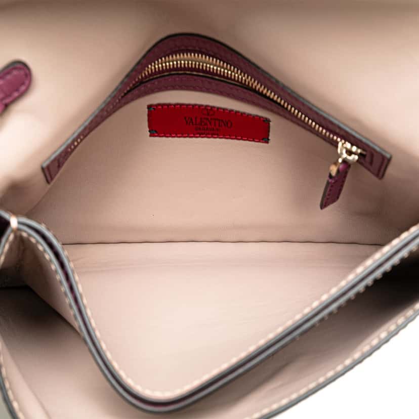 Valentino Nappa Rockstud Wristlet Clutch Purple Leather Good condition - Box View