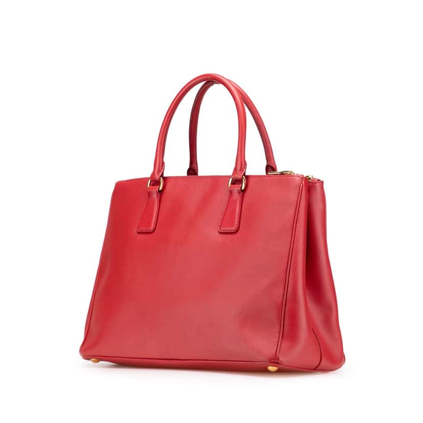 Prada Saffiano Lux Galleria Double Zip Front Pocket Satchel Red Leather Good condition - Back View