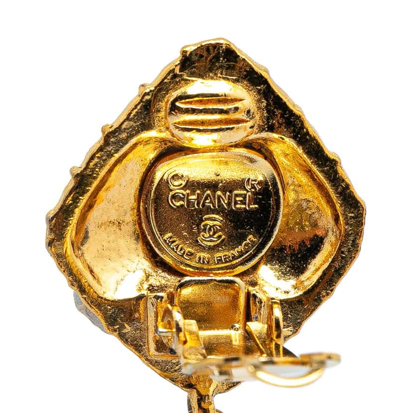 Chanel Drop Bow Clip On Earrings Gold Metal Good condition - Inside View