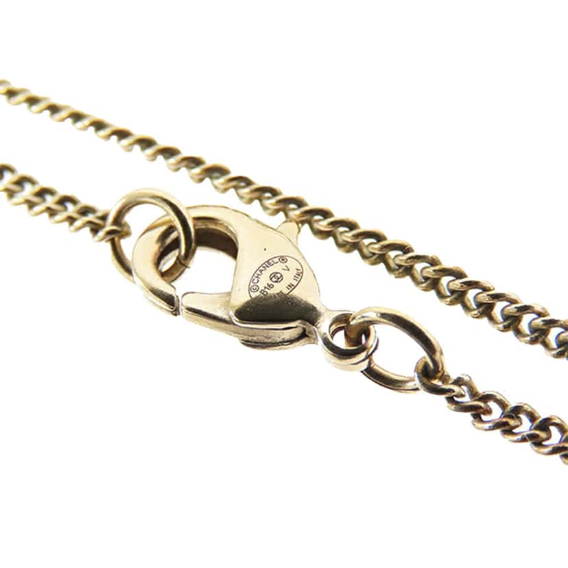 Chanel Gold Plated CC Bow Crystal Pendant Necklace Gold Metal Good condition - Box View