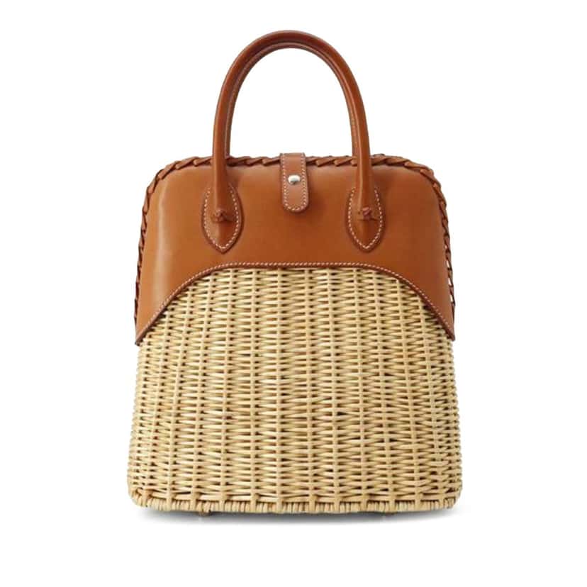 Hermès Osier Wicker and Barenia Bolide Picnic 24 Brown Good condition - Front View