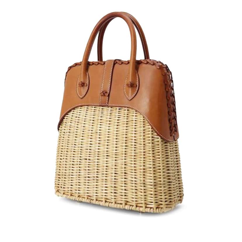 Hermès Osier Wicker and Barenia Bolide Picnic 24 Brown Good condition - Back View