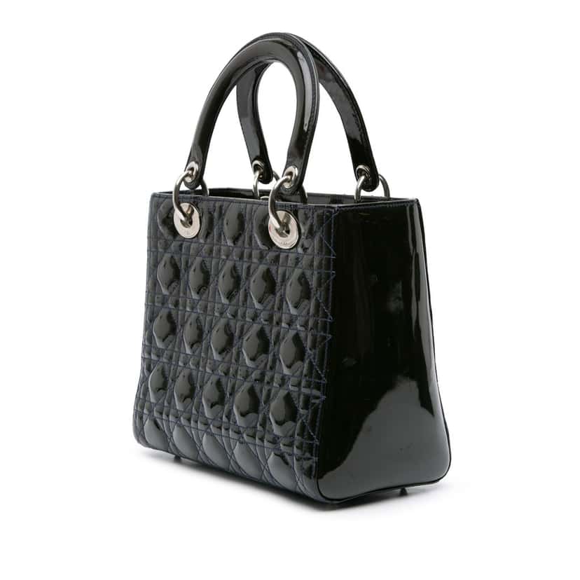 Dior Medium Patent Cannage Lady Dior Black Leather Good condition - Back View