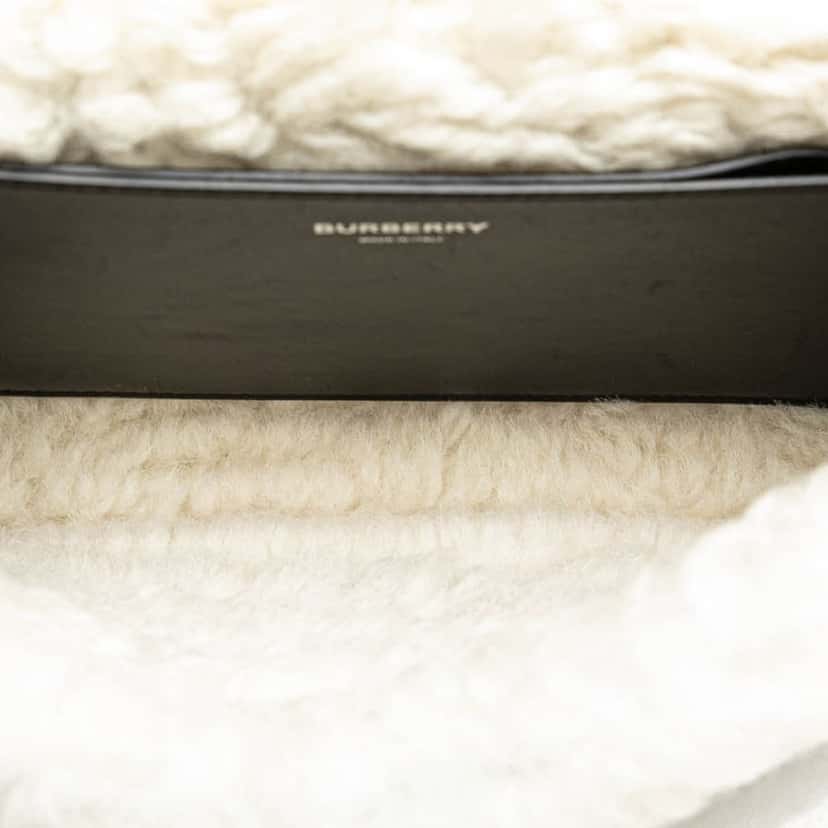 Burberry Medium Shearling Trimmed Coated Canvas Lola Crossbody Black Canvas Good condition - Model View