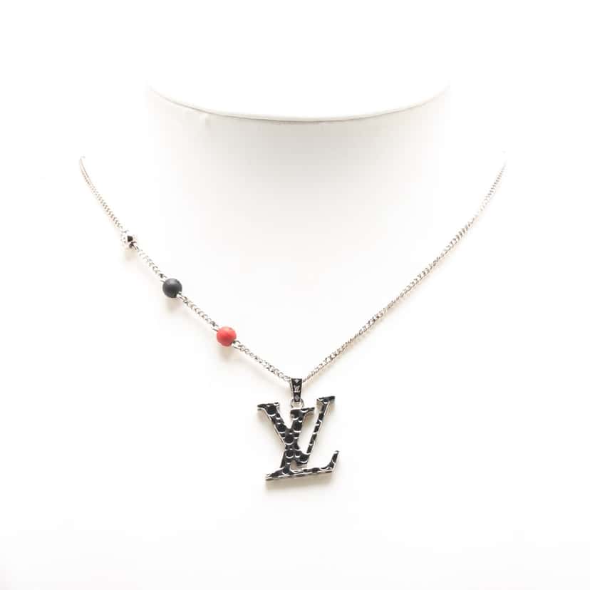 Louis Vuitton Yayoi Kusama Silver Plated LV Iconic Infinity Dots Pendant Necklace Silver Metal Good condition - Box View