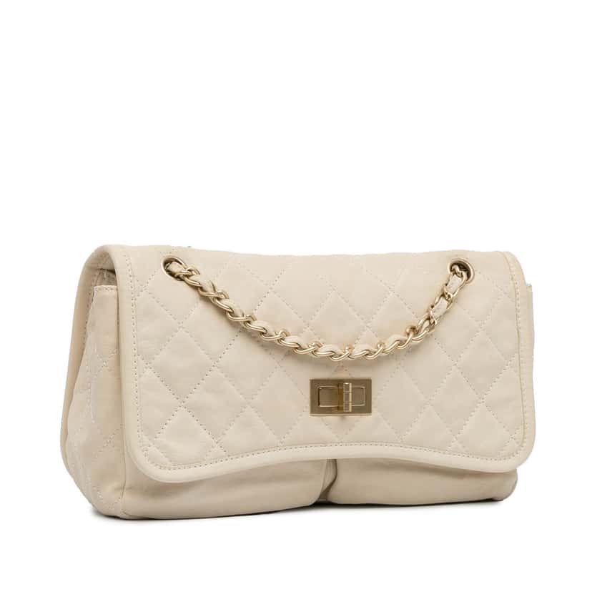 Chanel Natural Beauty Split Pocket White Leather Fair condition - Back View