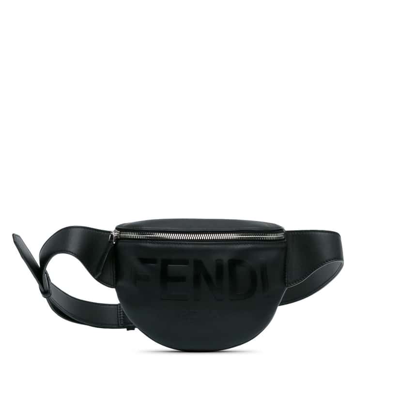 Fendi Fendi Logo Belt Bag Black Leather Good condition - Front View