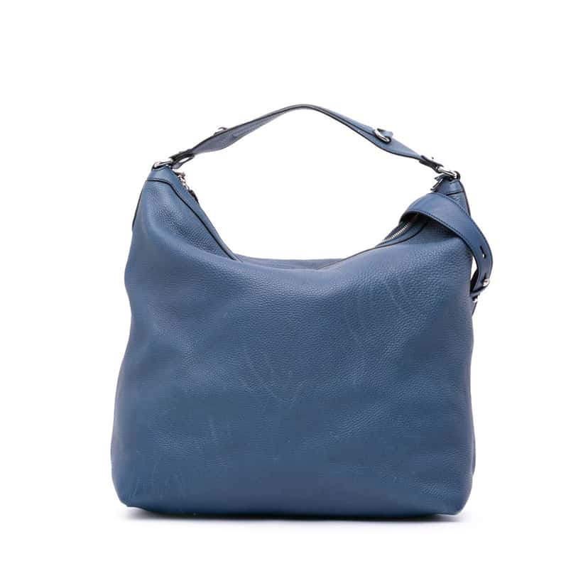 Gucci Large Pebbled Calfskin Icon Bit Hobo Blue Leather Fair condition - Front View