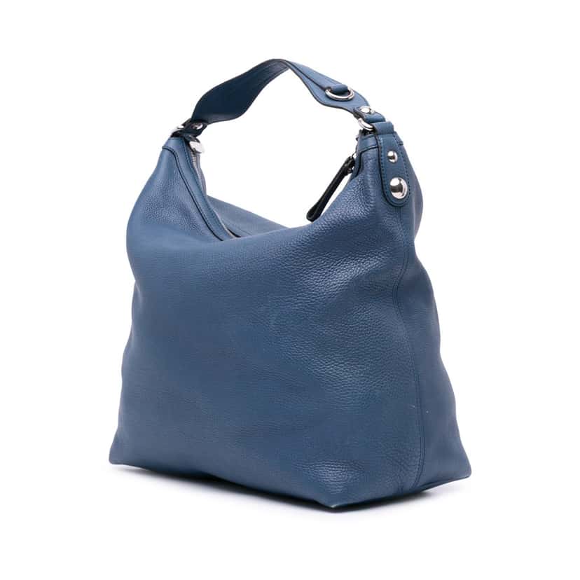 Gucci Large Pebbled Calfskin Icon Bit Hobo Blue Leather Fair condition - Back View
