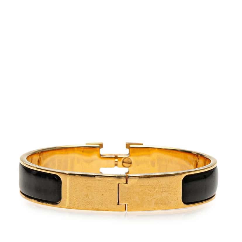 Hermès Narrow Enamel Clic H Bracelet PM Black Good condition - Front View