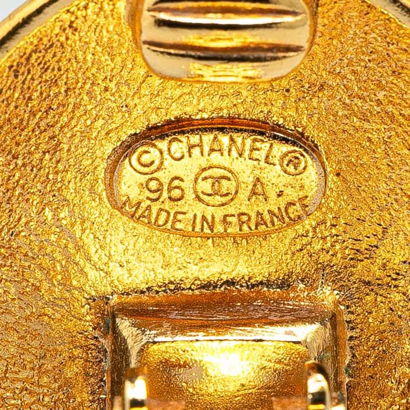 Chanel Gold Plated CC Crown Clip On Earrings Gold Metal Good condition - Inside View