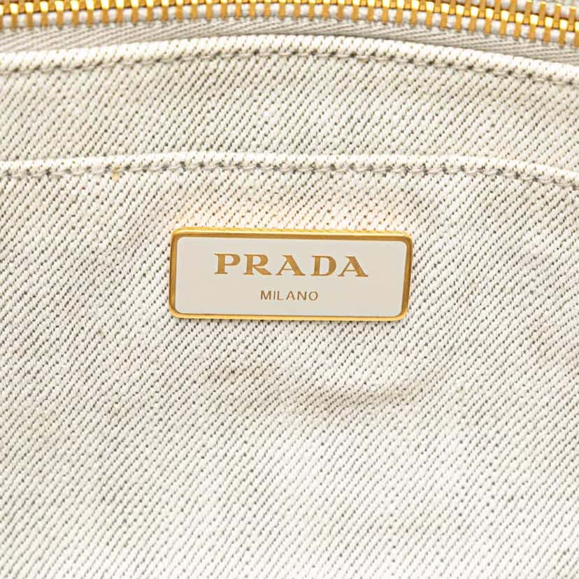Prada Small Denim Canapa Logo Satchel Grey Denim Good condition - Box View