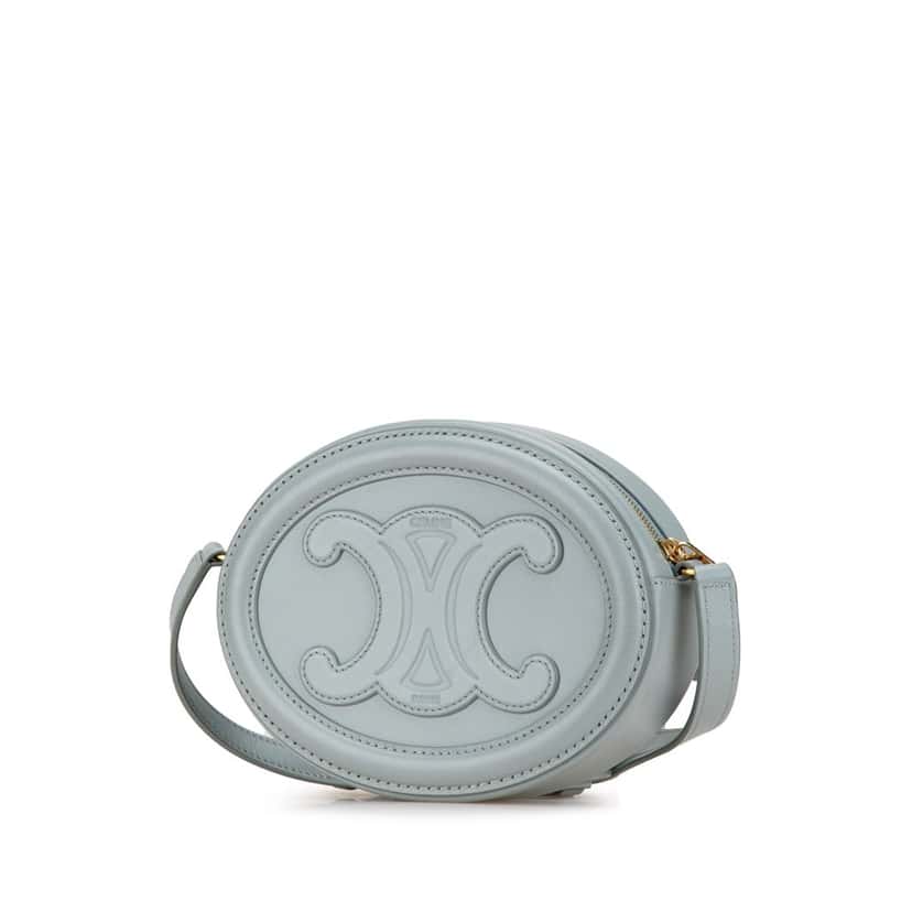 Celine Small Calfskin Cuir Triomphe Oval Crossbody Blue Leather Very good condition - Back View