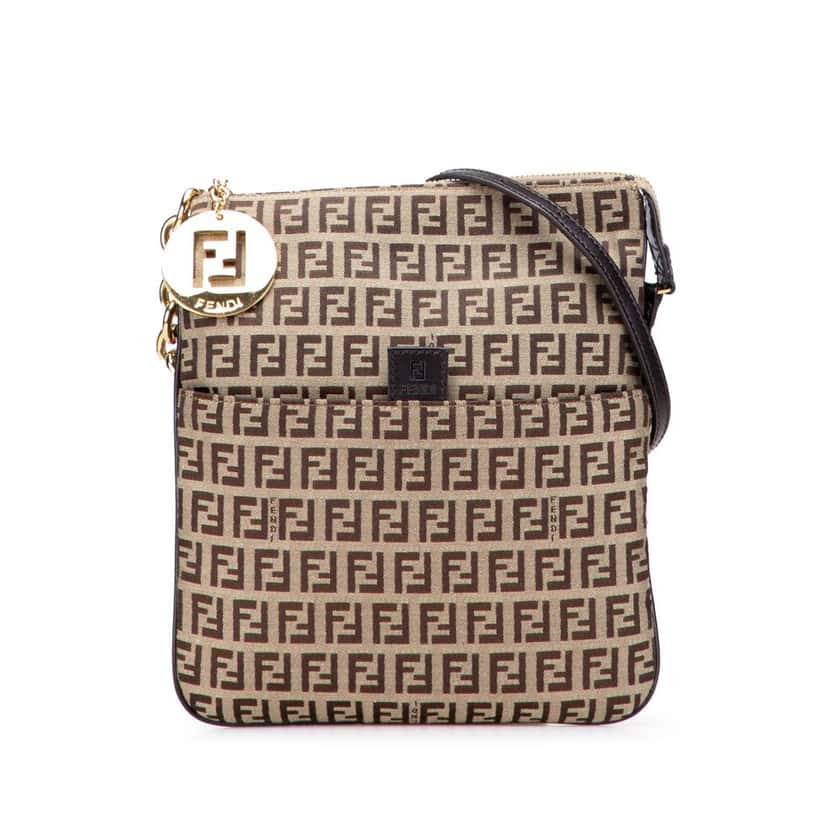 Fendi Zucchino Canvas Forever Crossbody Brown Canvas Good condition - Front View