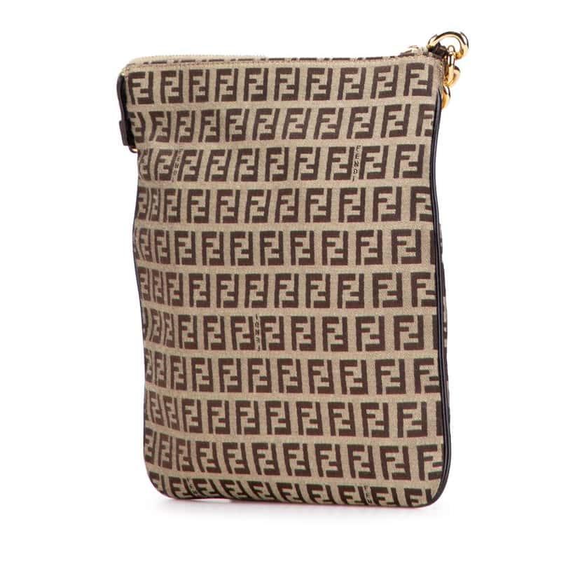 Fendi Zucchino Canvas Forever Crossbody Brown Canvas Good condition - Back View