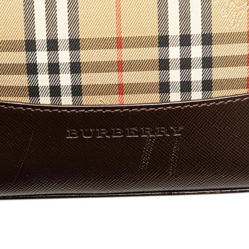 Burberry Haymarket Check Canvas Tote Brown Canvas Good condition - Box View