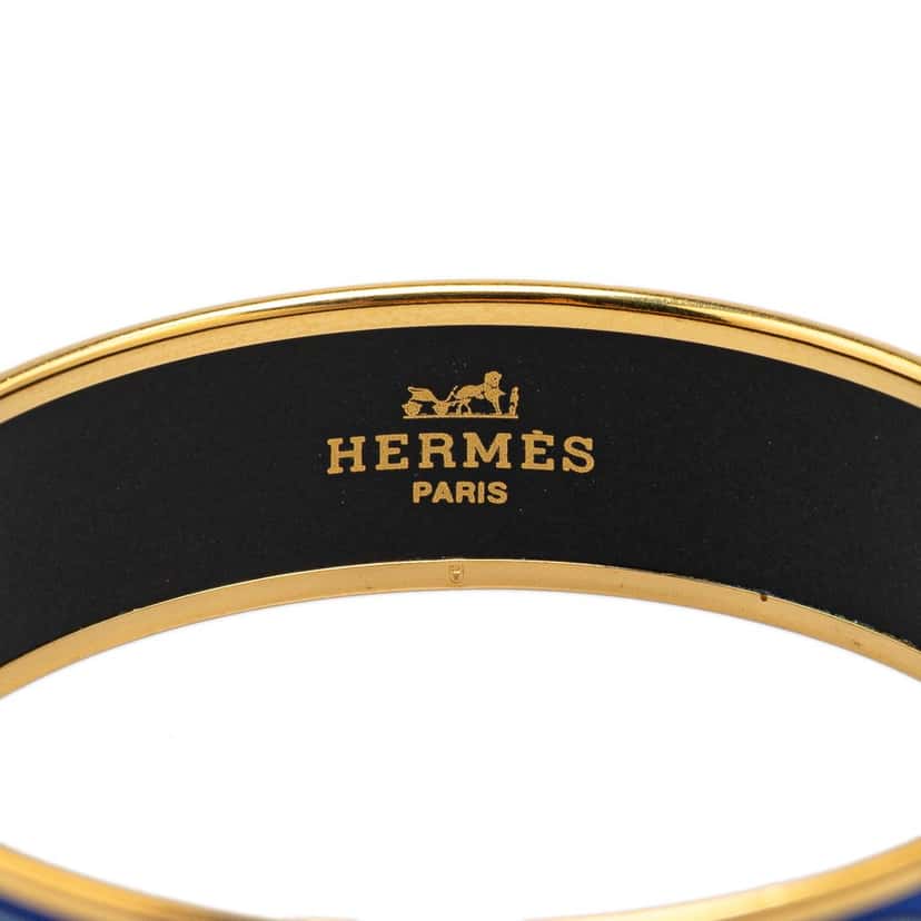 Hermès Wide Printed Enamel Bangle 65 Blue Good condition - Box View