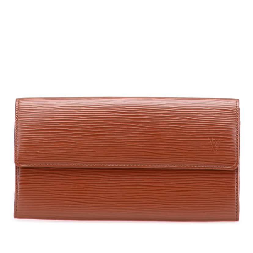 Louis Vuitton Epi Sarah Long Wallet Brown Leather Good condition - Front View