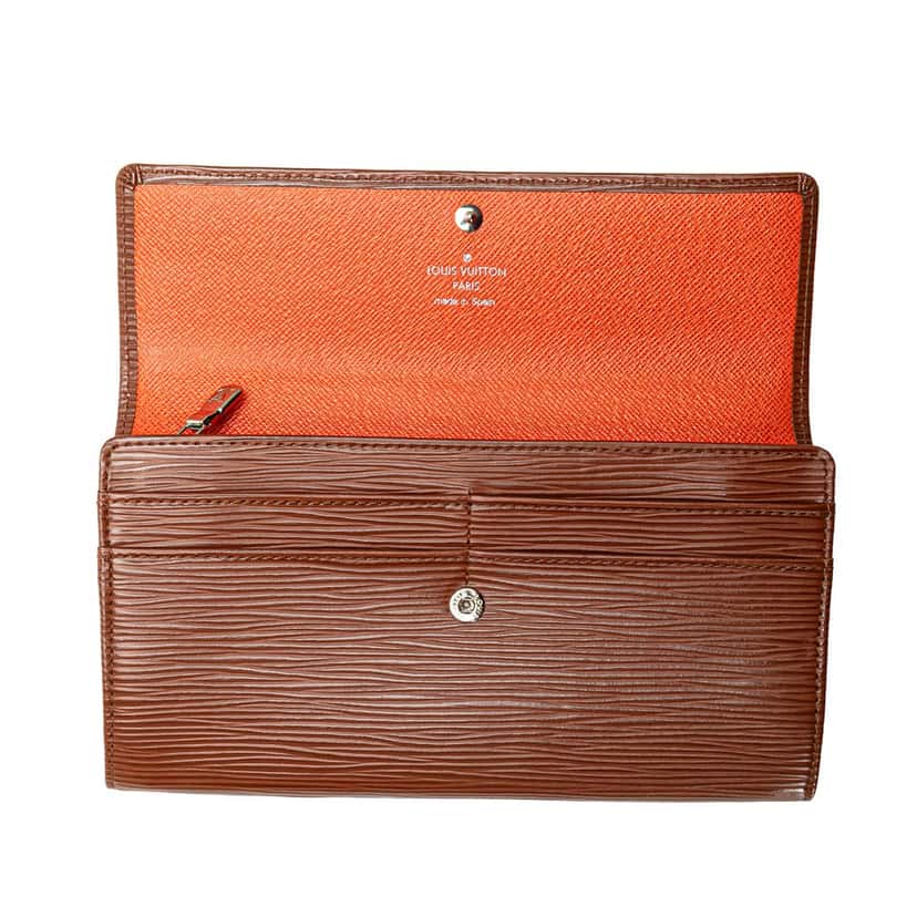 Louis Vuitton Epi Sarah Long Wallet Brown Leather Good condition - Model View