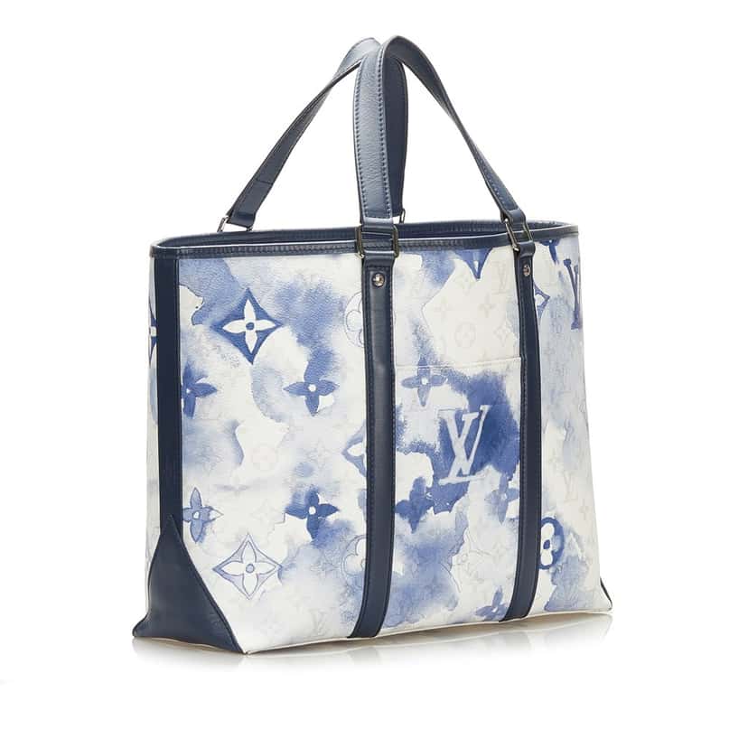 Louis Vuitton Monogram Watercolor Weekend Tote PM Blue Canvas Good condition - Back View