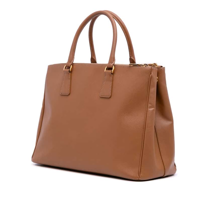 Prada Large Saffiano Lux Galleria Double Zip Satchel Brown Leather Good condition - Back View
