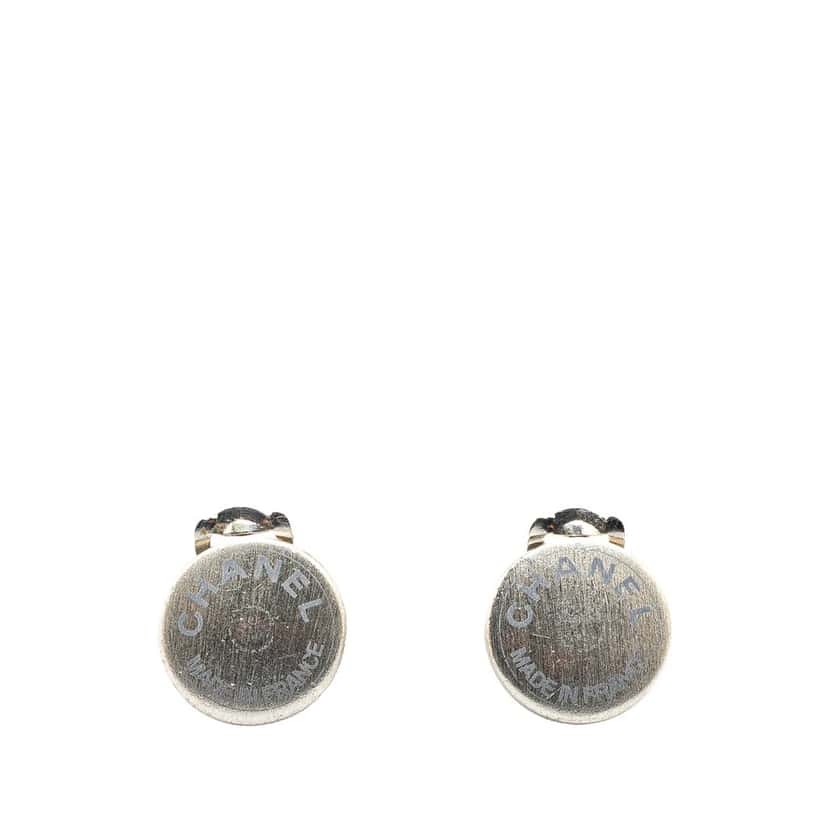 Chanel Silver CC Logo Clip On Earrings Silver Silver Good condition - Front View