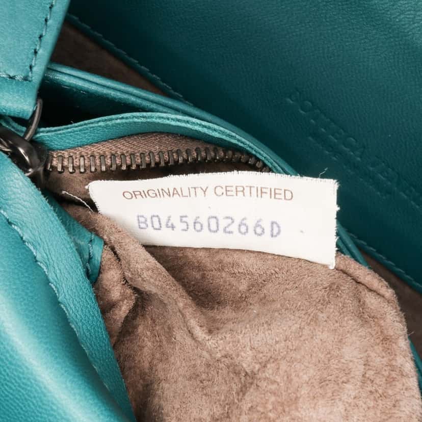 Bottega Veneta Small Nappa Intrecciato Olimpia Shoulder Bag Blue Leather Good condition - Box View