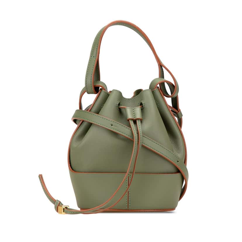 Loewe Mini Leather Balloon Bucket Bag Green Leather Good condition - Front View