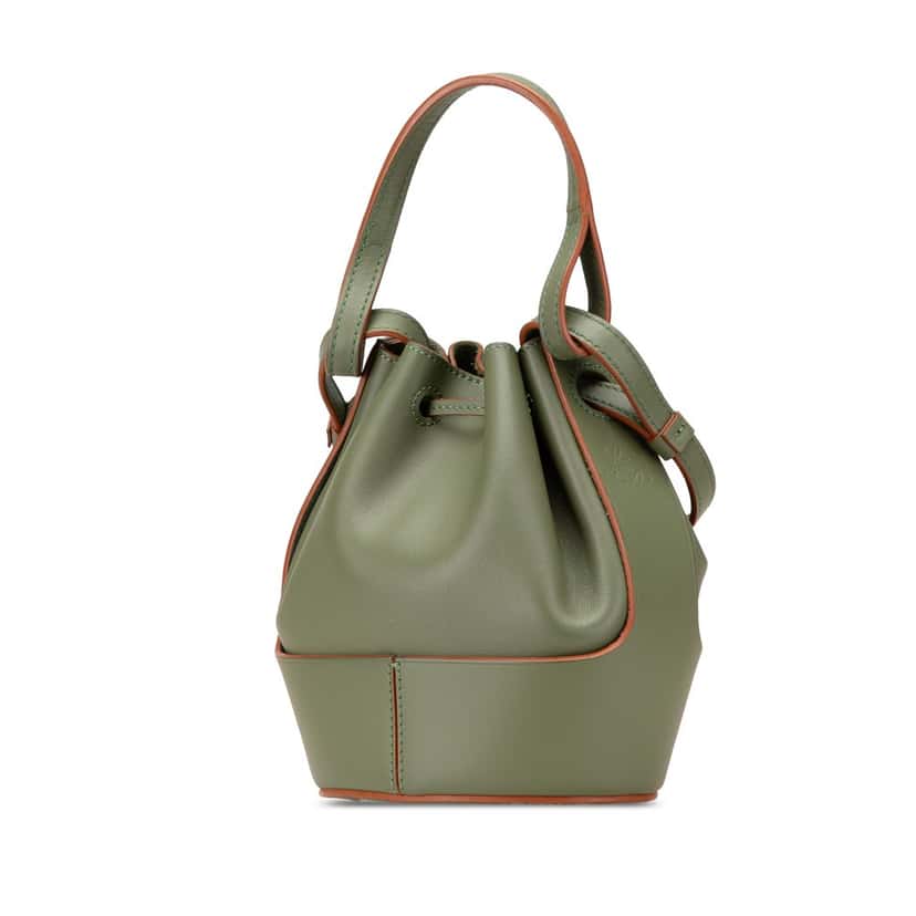 Loewe Mini Leather Balloon Bucket Bag Green Leather Good condition - Back View