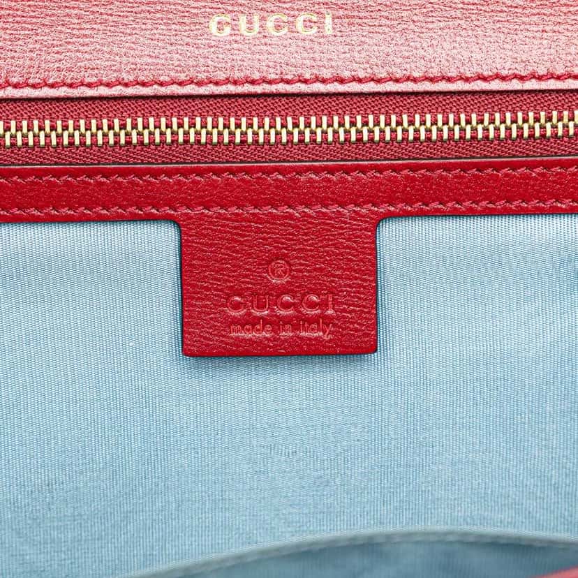 Gucci Small Suede GG Ring Torchon Crossbody Red Leather Good condition - Box View