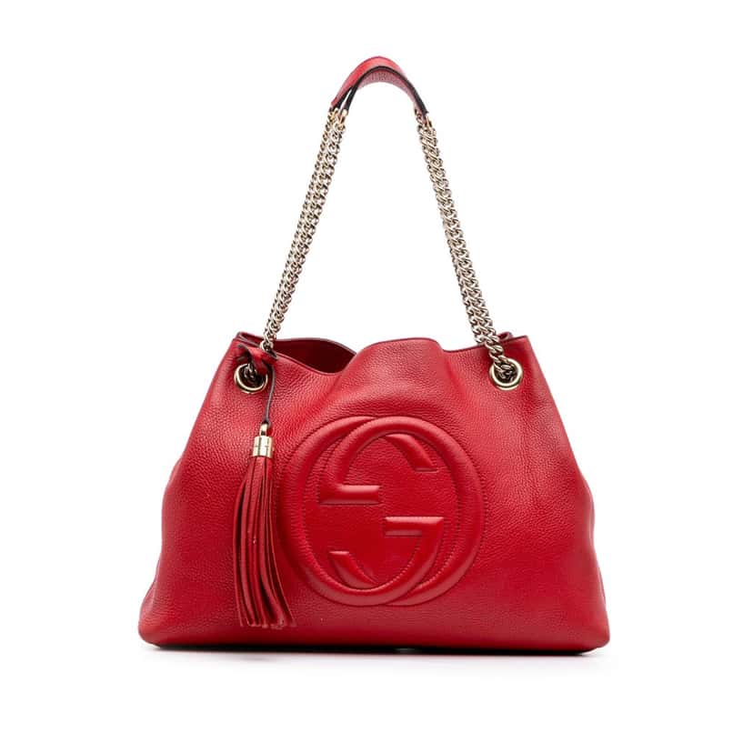 Gucci Medium Leather Soho Chain Tote Red Leather Good condition - Front View